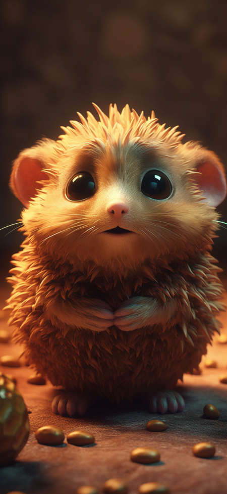 5 and Octane Render: An art piece showcasing a cute animal with a 5 aspect ratio and rendered,