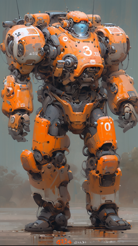 一个机器人站在黑暗的山谷中间， 浅灰色和橙色的风格， 动态的笔触， 锐利的角度， tibor nagy ， manticore ， 20百万像素， 精确的线条