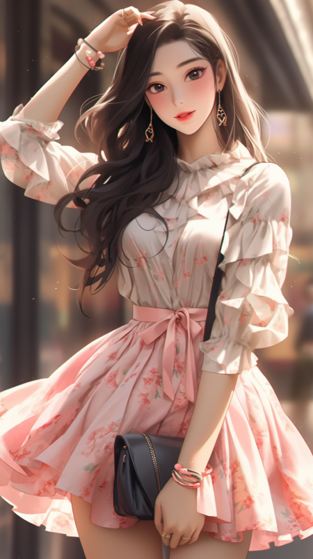 Girl, exquisite makeup, JK, pleated skirt
