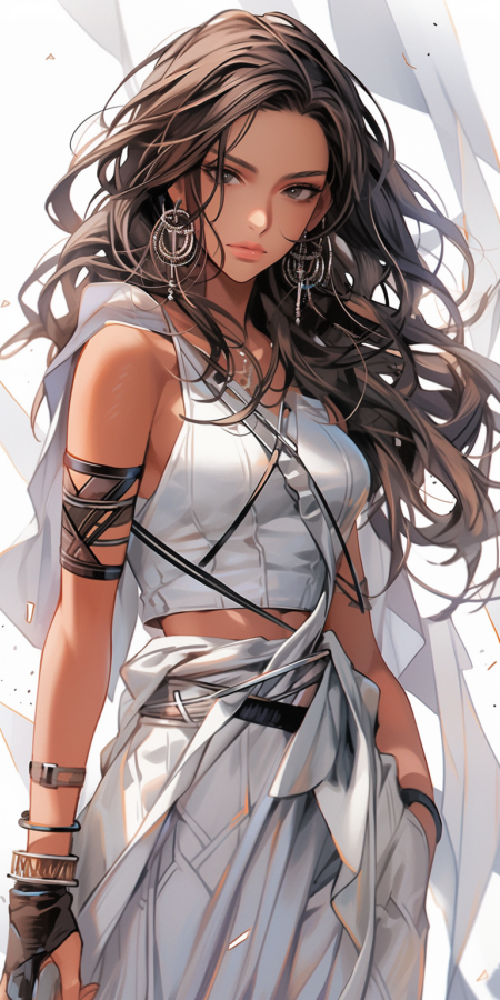 现代东京穿着休闲服的希腊女神，纯白色透明礼服，深色晚装手套，迷人的美丽，轻浮的表情，华丽的眼睛，优雅的脸庞，罗斯·特兰（Ross Tran），详细插图