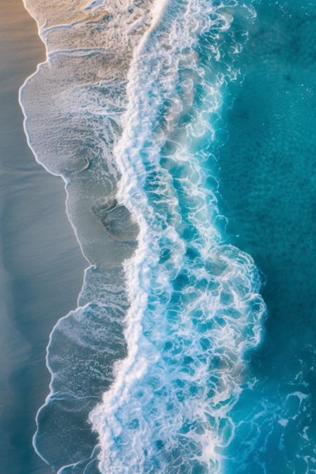 海岸鸟瞰图，屡获殊荣的工作室摄影，专业色彩分级，柔和阴影，无对比度，干净锐焦数码摄影