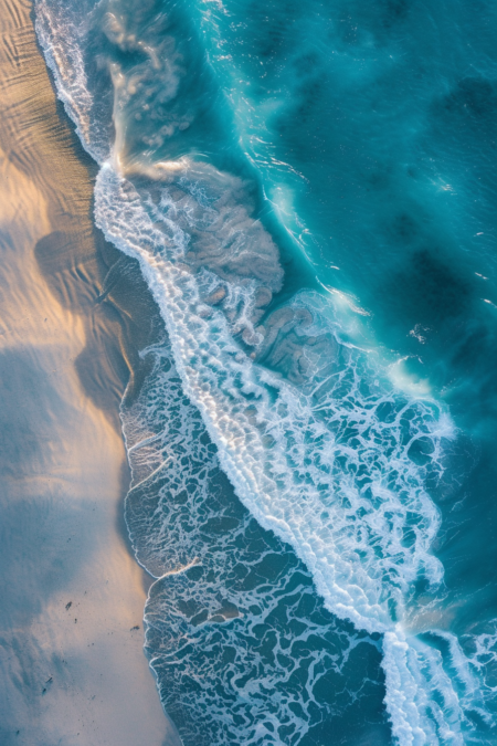 海岸鸟瞰图，屡获殊荣的工作室摄影，专业色彩分级，柔和阴影，无对比度，干净锐焦数码摄影